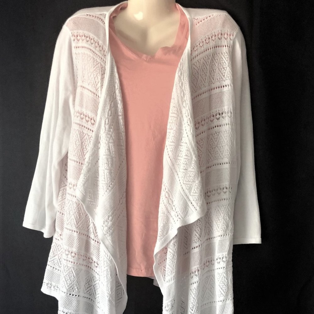 Sag Harbor Open Weave, Open Front Tunic Sweater - 1X, NWT